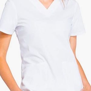 CHEROKEE Women's V-Neck Scrub Top, White, Small